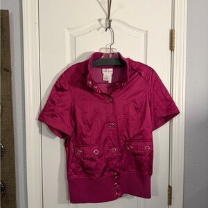 Caren Sport Fuchsia Short Sleeve Jacket With Snaps